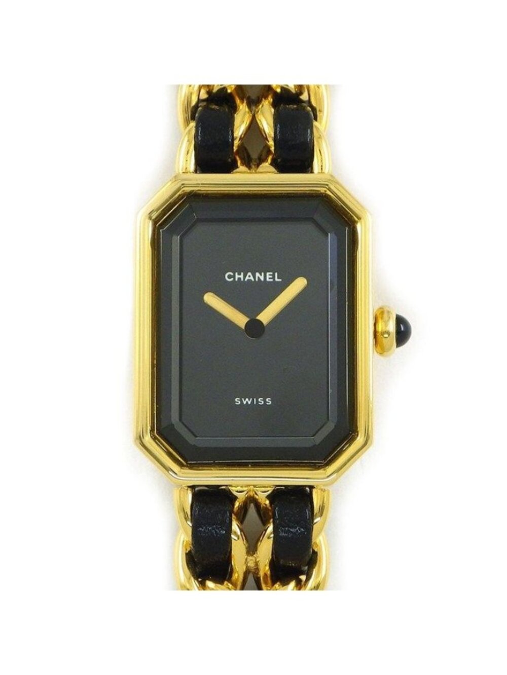 Chanel Watch Premier M Octagonal Black Dial Chain Breath Leather